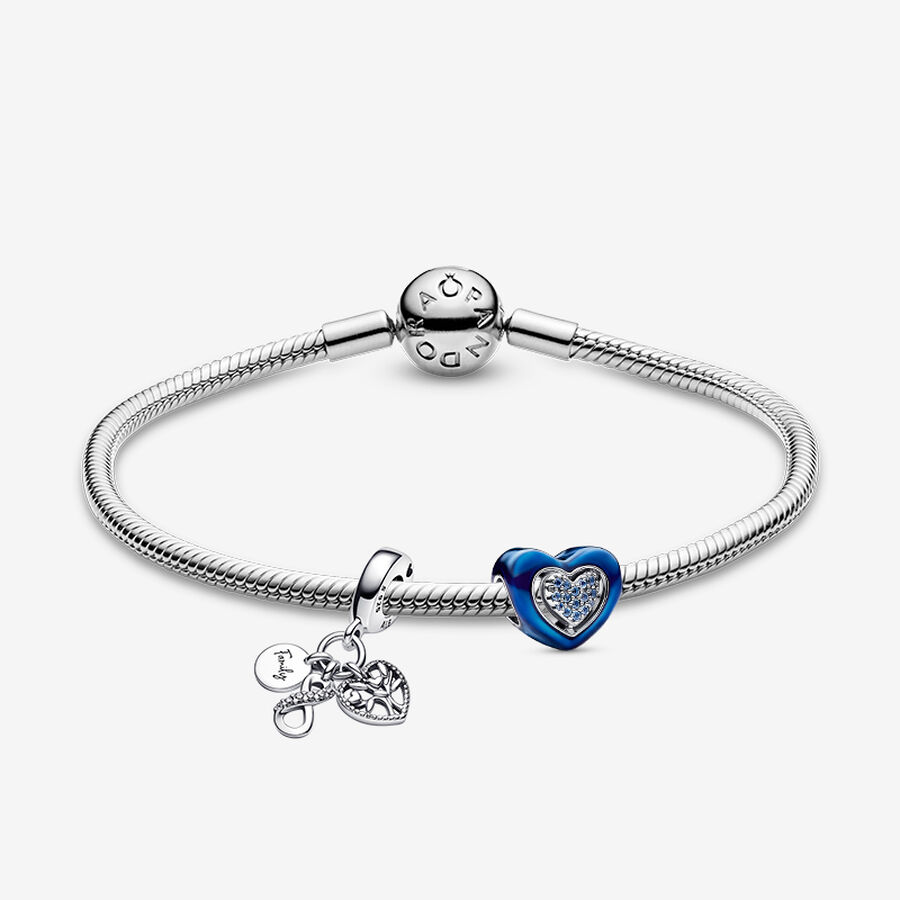 Bracelet Composé Coeur Bleu et Famille image number 0